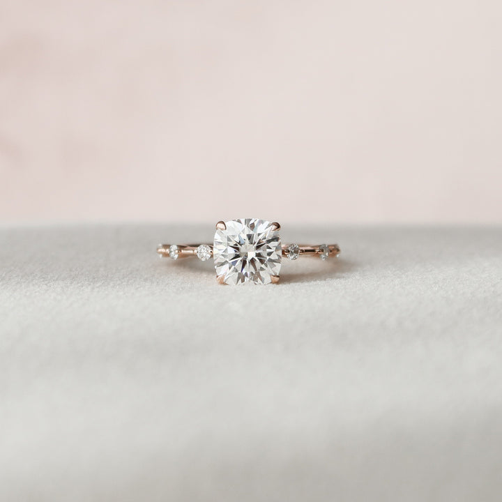 2.0 CT Cushion Dainty Pave  Moissanite Engagement Ring