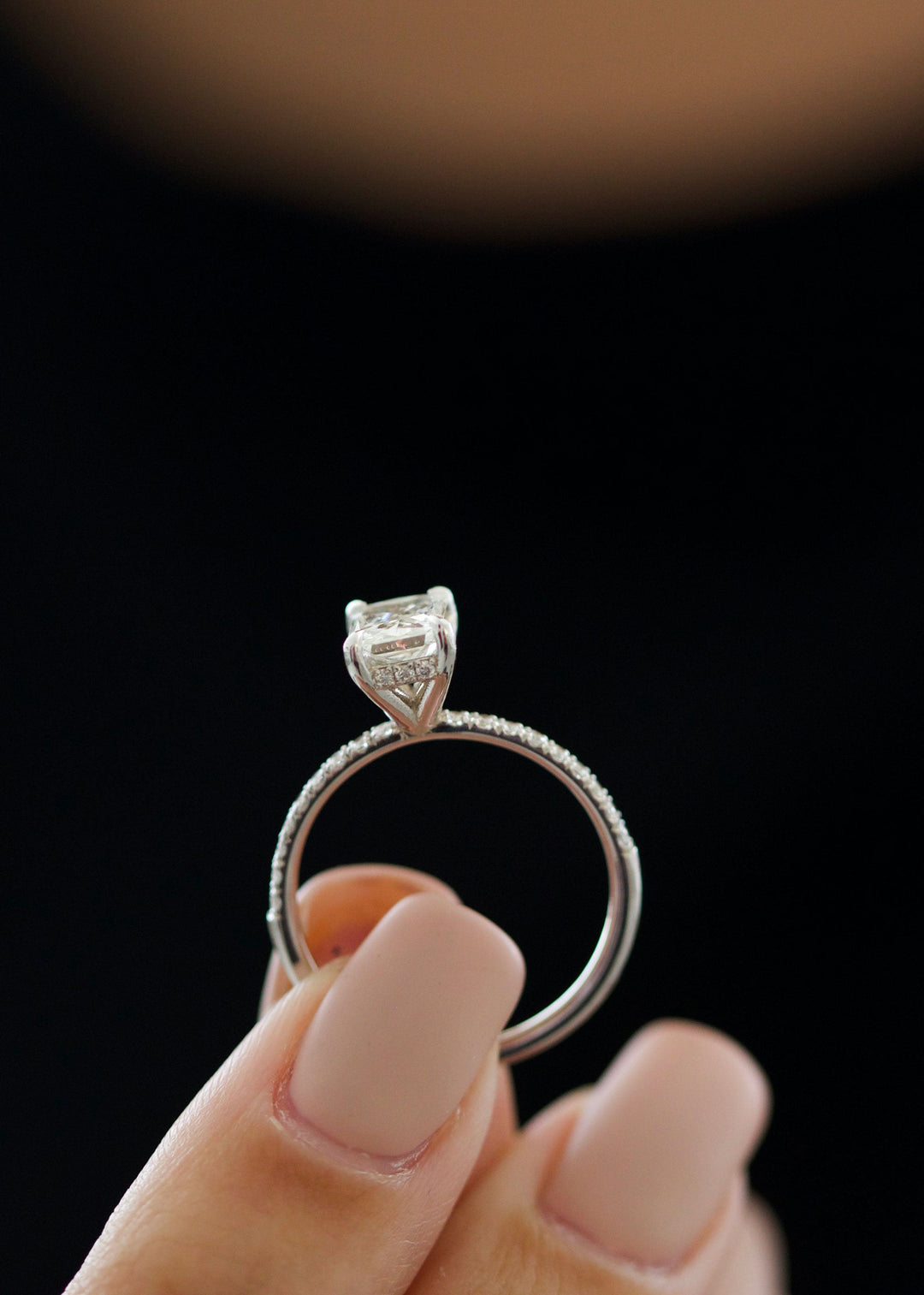 1.02ct Radiant G-VS2 Diamond Pave Engagement Ring