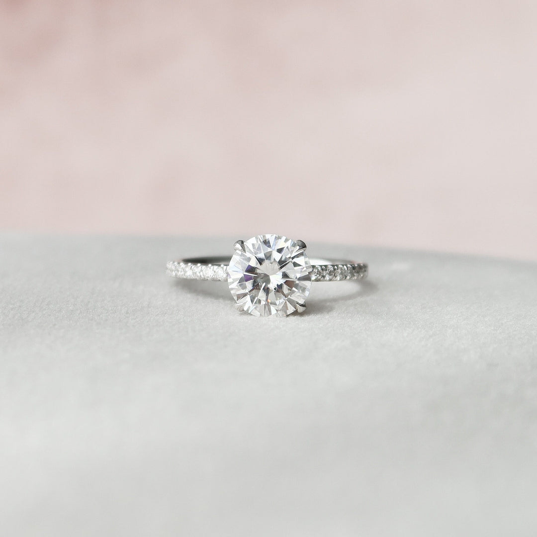 2.0 CT Round Cut Pave Setting Moissanite Engagement Ring