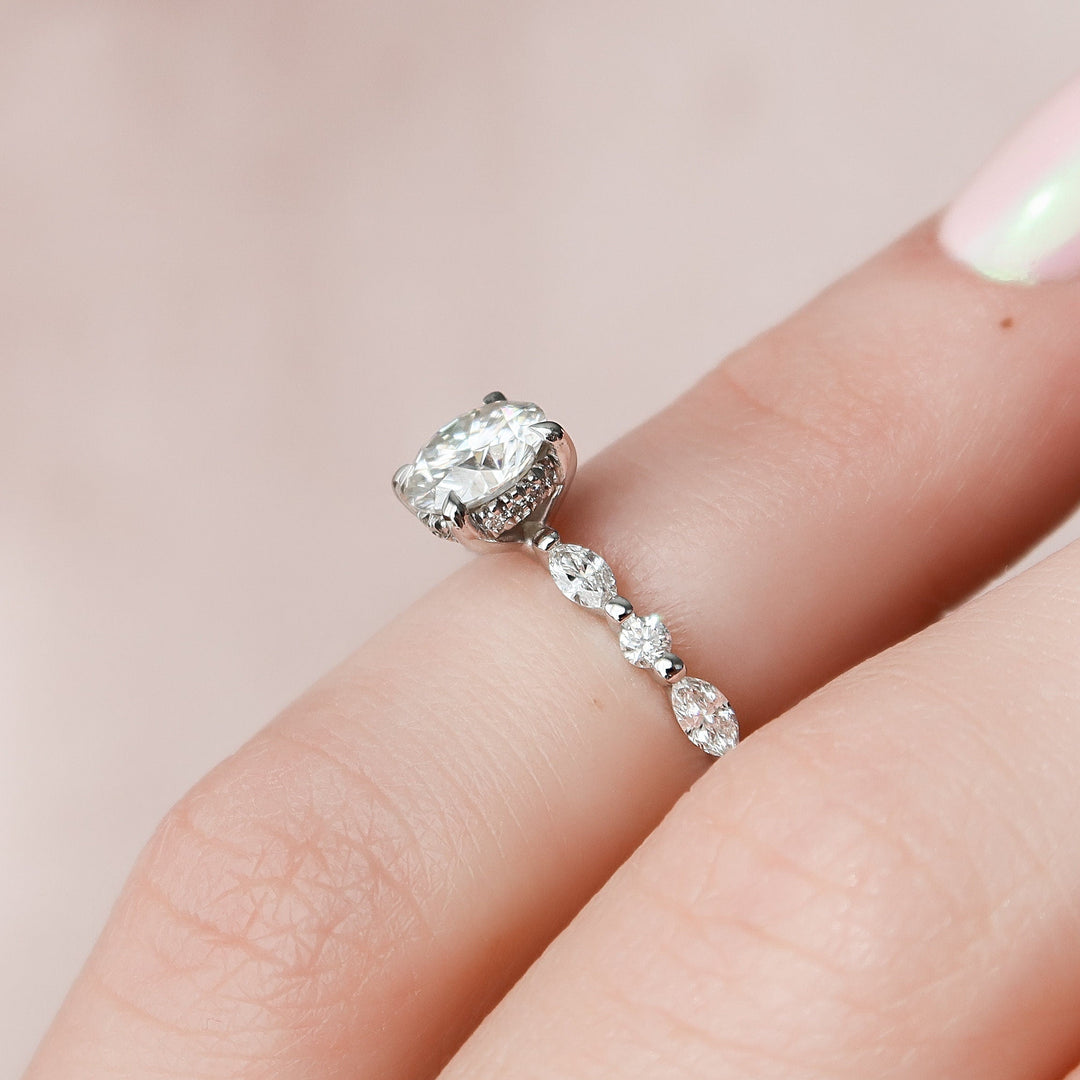 Side View - Showcase of the Delicate Pave Setting