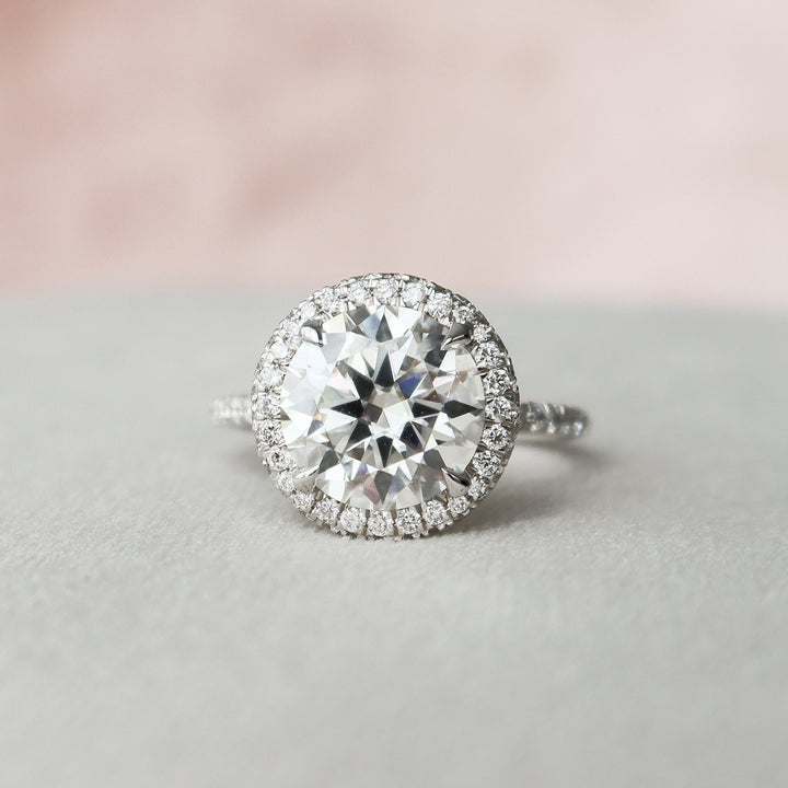 3.5 CT Round Halo Style Moissanite Engagement Ring