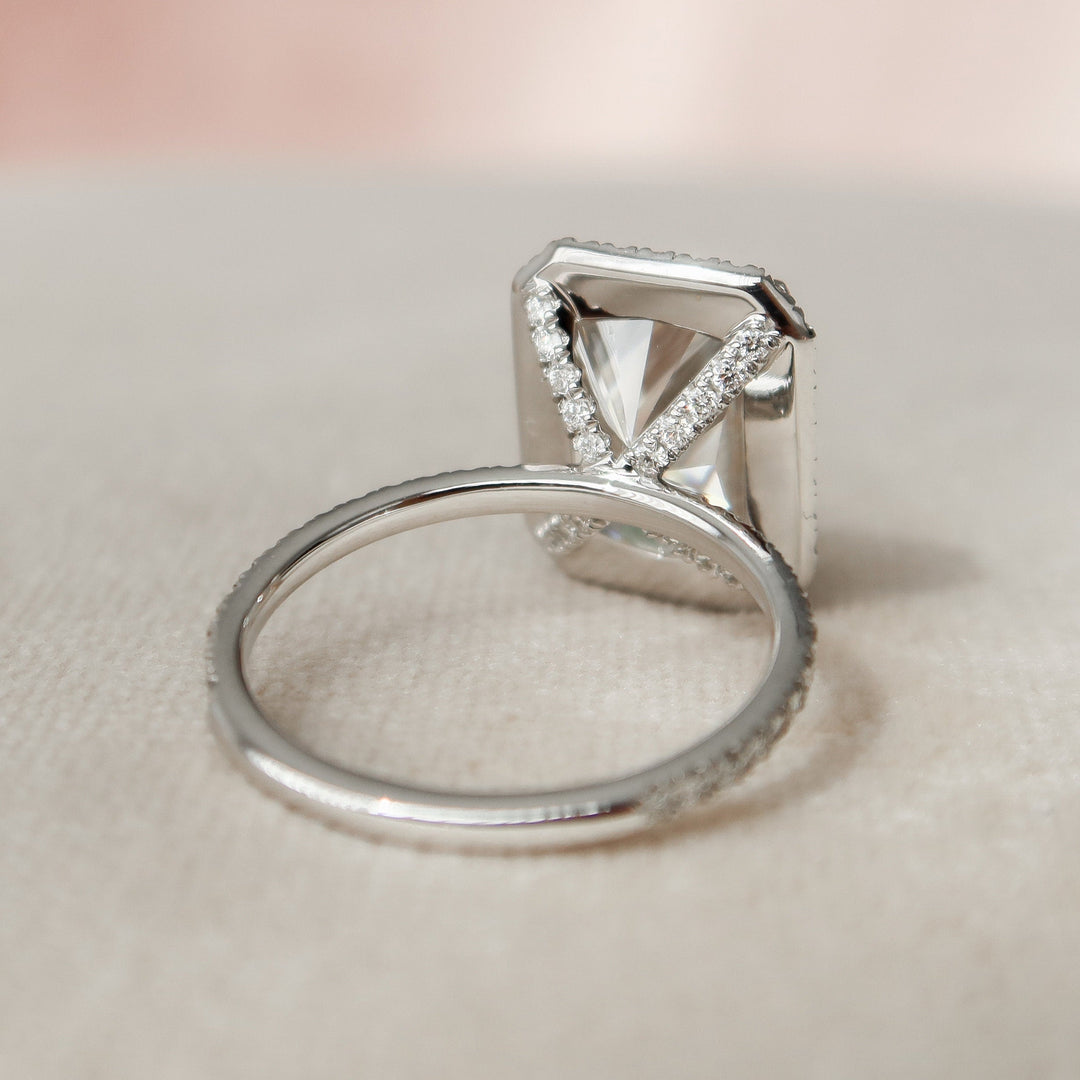 5.0 CT Radiant Halo Style Pave Setting Moissanite Engagement Ring