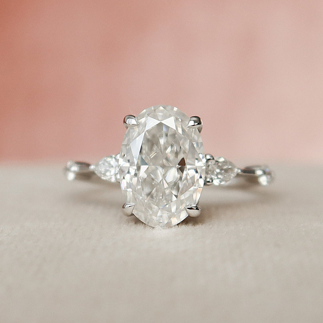 2.0 CT Oval Hidden Halo Moissanite Engagement Ring