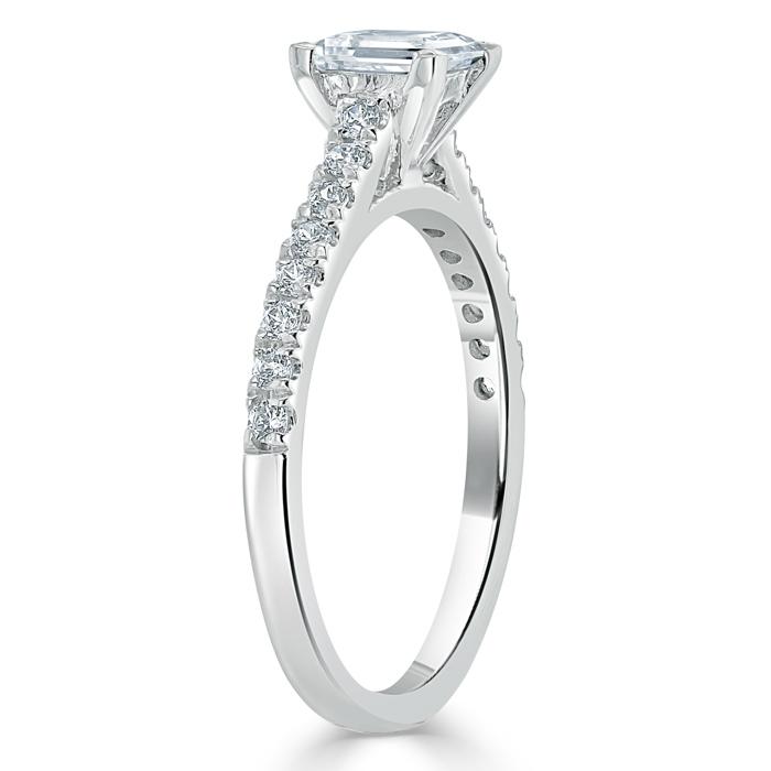 1.0 CT Princess Cut Solitaire Pave Setting Moissanite Engagement Ring