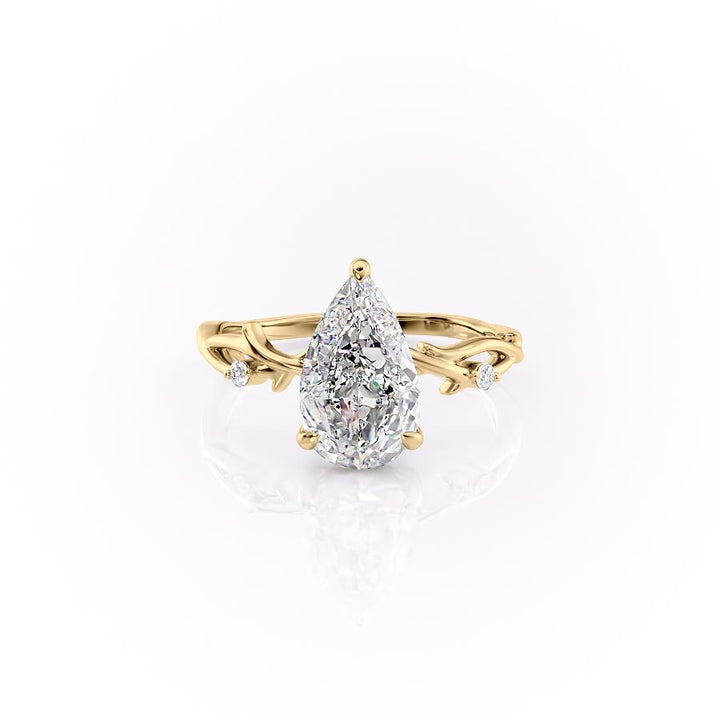 2 CT Pear Cut Solitaire Twig Style Moissanite Engagement Ring