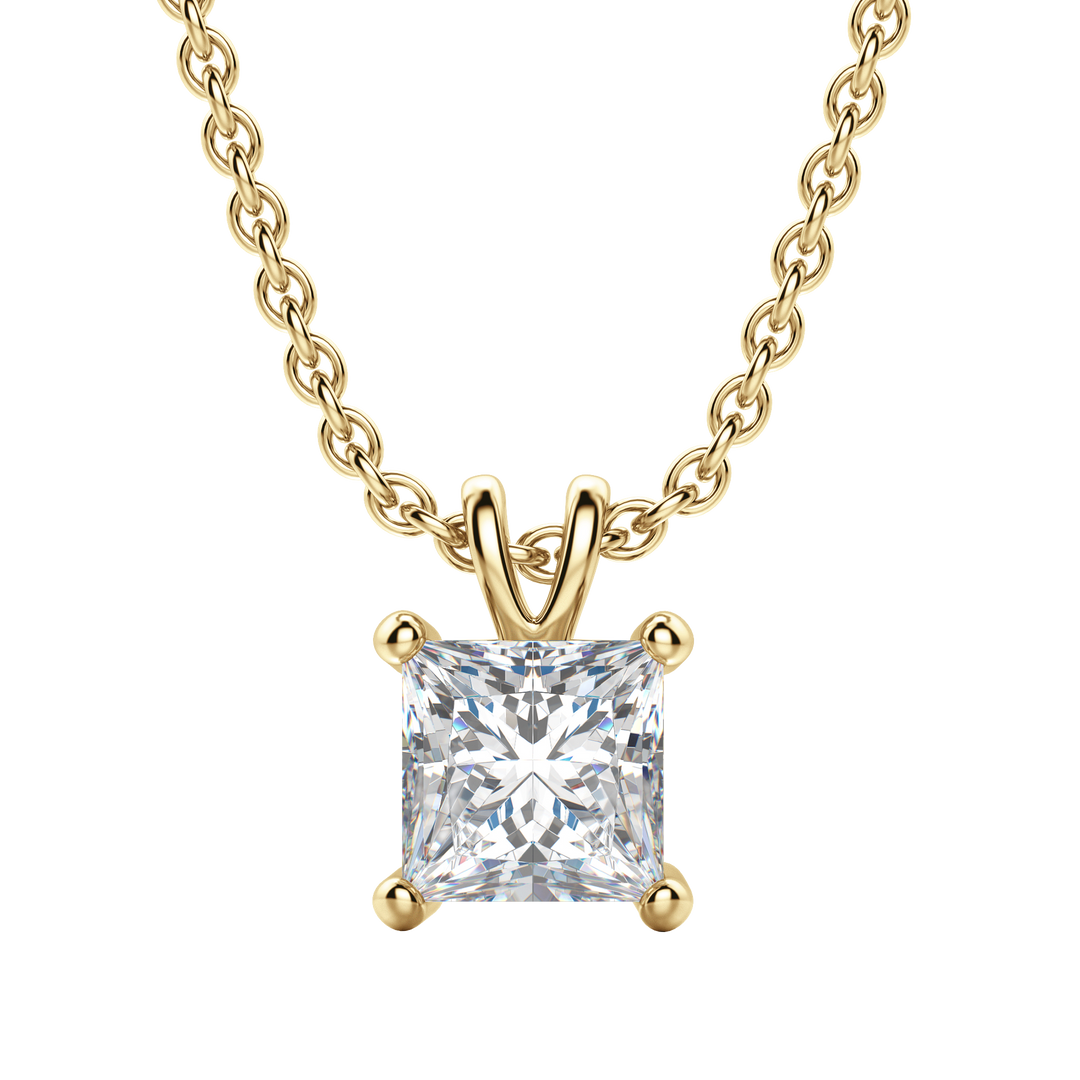 0.25 CT- 1.0 CT Princess Solitaire F/VS Lab Grown Diamond Necklace
