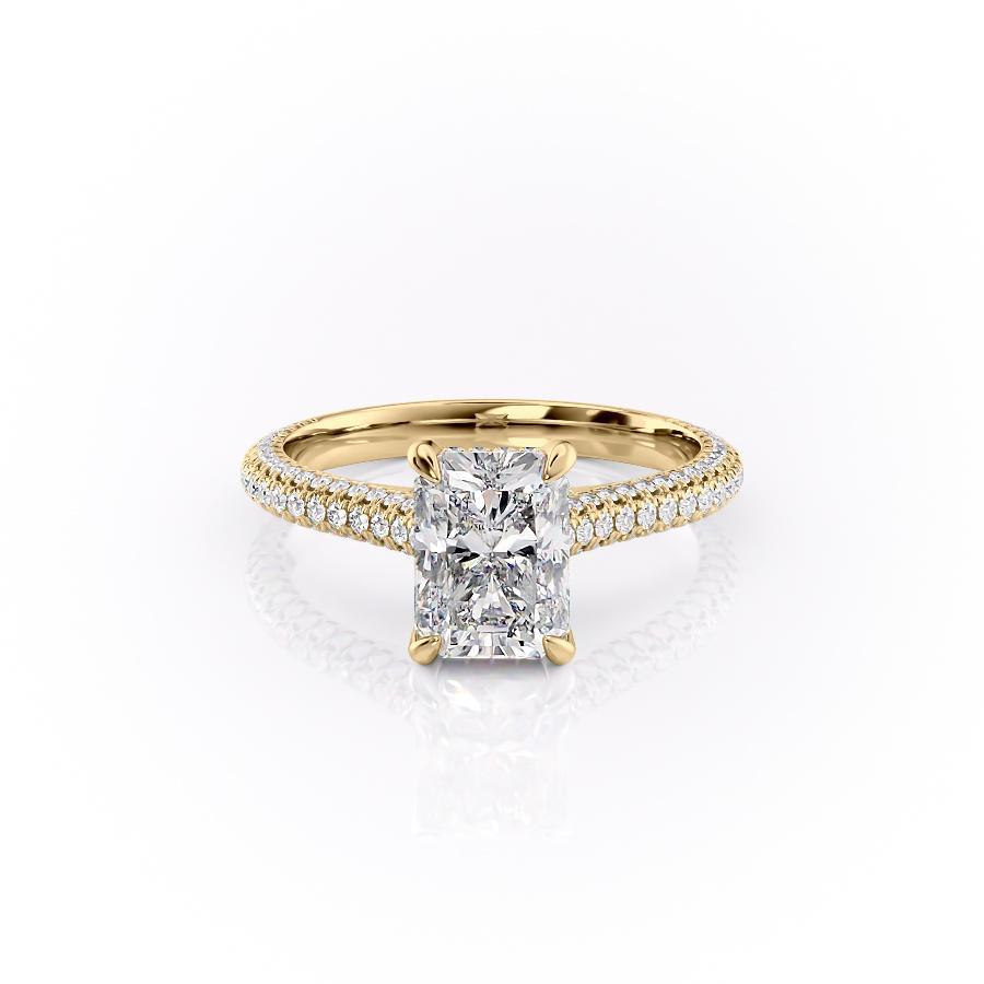 2.1 CT Radiant Cut Solitaire Triple Pave Moissanite Engagement Ring