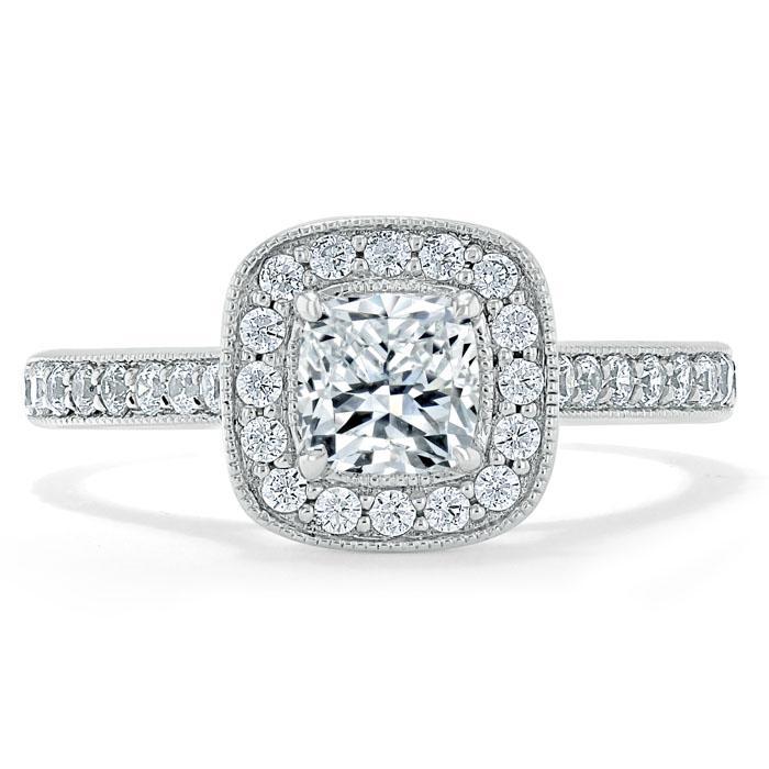 1.0 CT Cushion Cut Moissanite Engagement Ring - Front View
