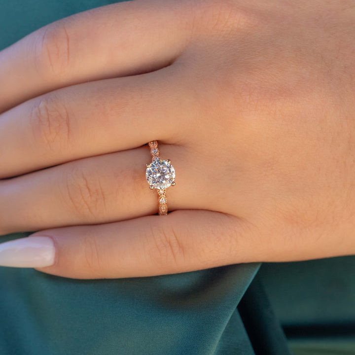 1.50 CT Round Cut Solitaire Moissanite Engagement Ring