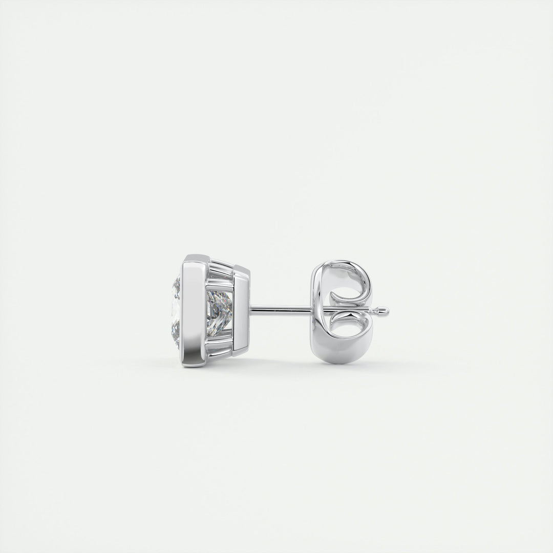 1.0 CT Princess Bezel Solitaire G/VS Lab Grown Diamond Earrings